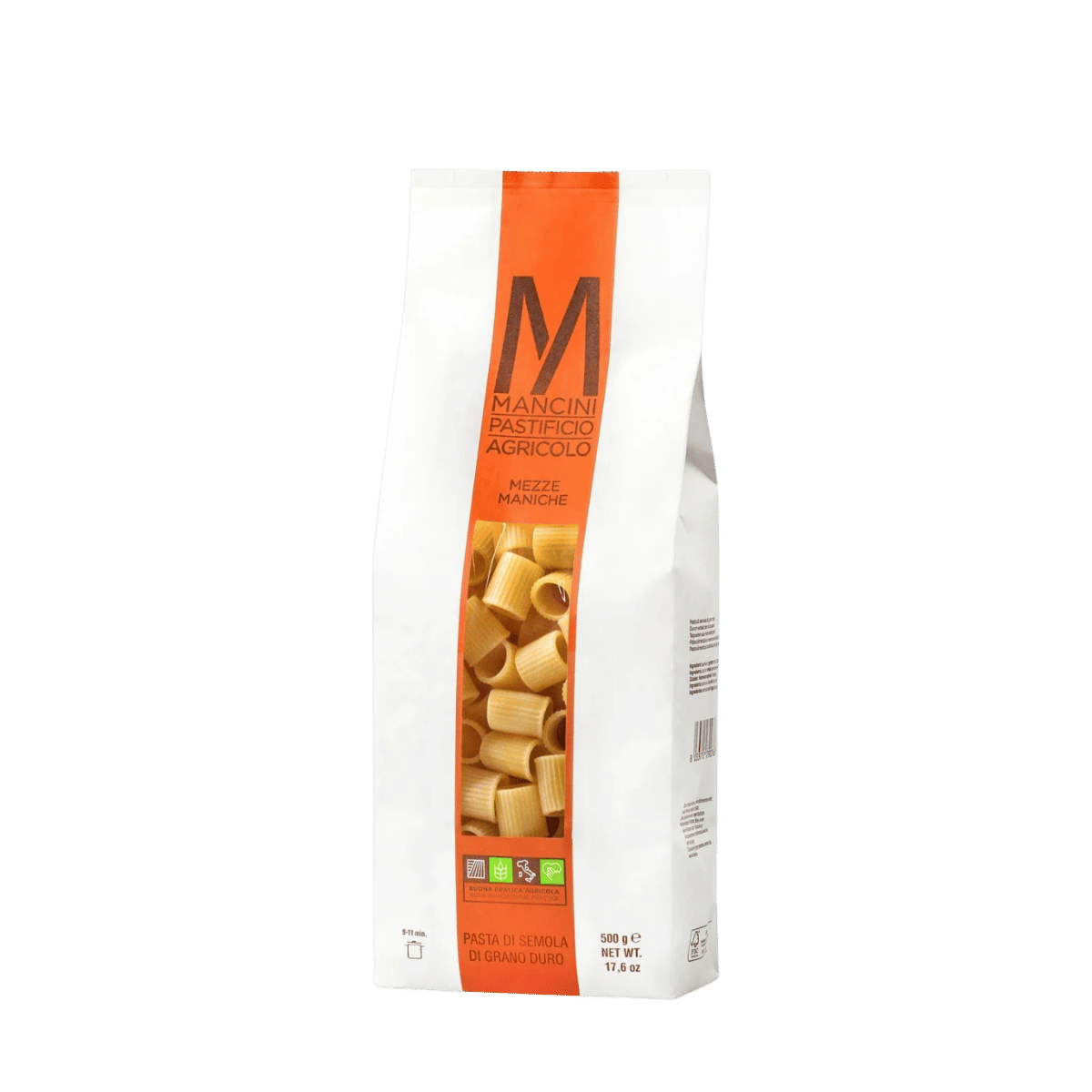 Mezze Maniche - Mancini Pastificio Agricolo - Bronsvalsad pasta - 500 g