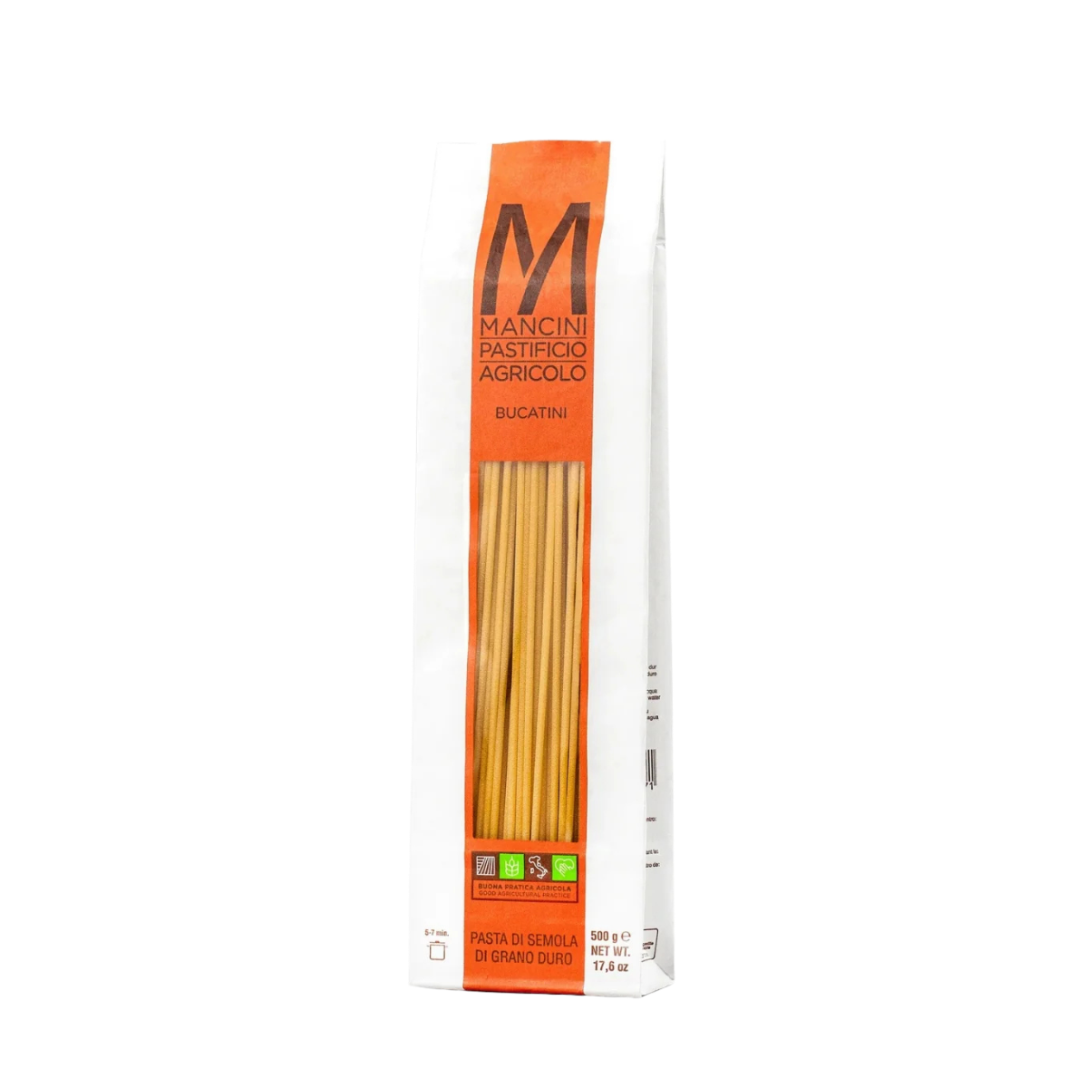 Bucatini - Mancini Pastificio Agricolo - Bronsvalsad pasta - 500 g