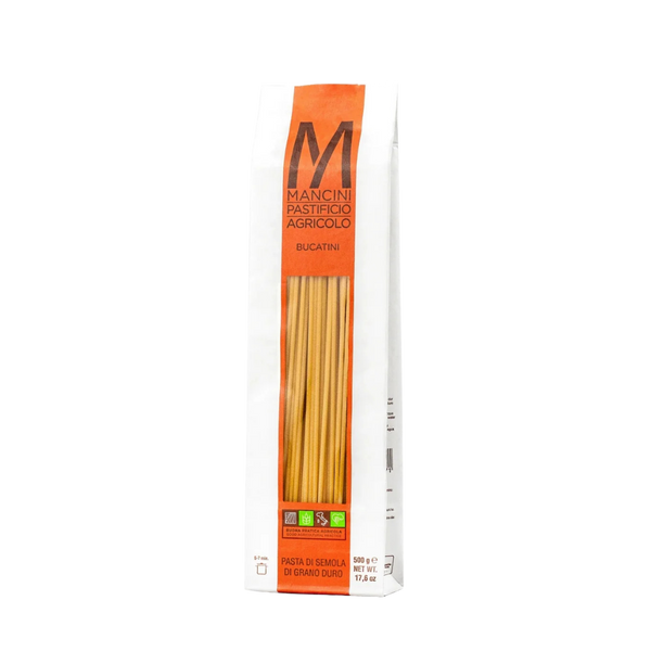 Bucatini - Mancini Pastificio Agricolo - Bronsvalsad pasta - 500 g