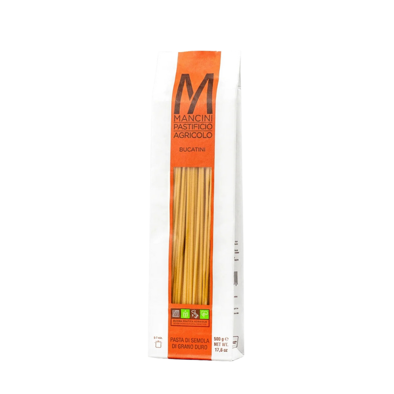 Bucatini - Mancini Pastificio Agricolo - Bronsvalsad pasta - 500 g