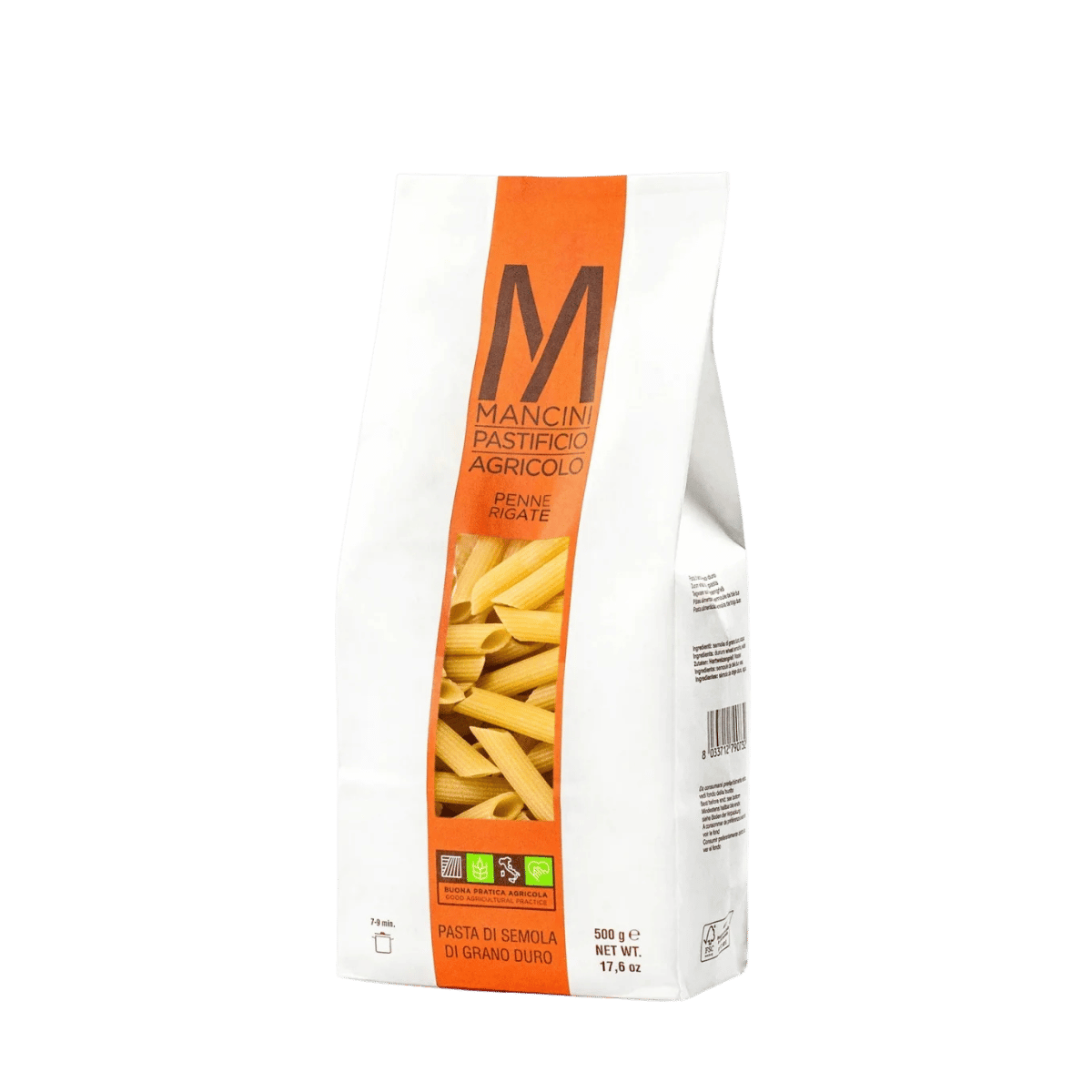 Penne Rigate - Mancini Pastificio Agricolo - Bronsvalsad pasta - 500 g