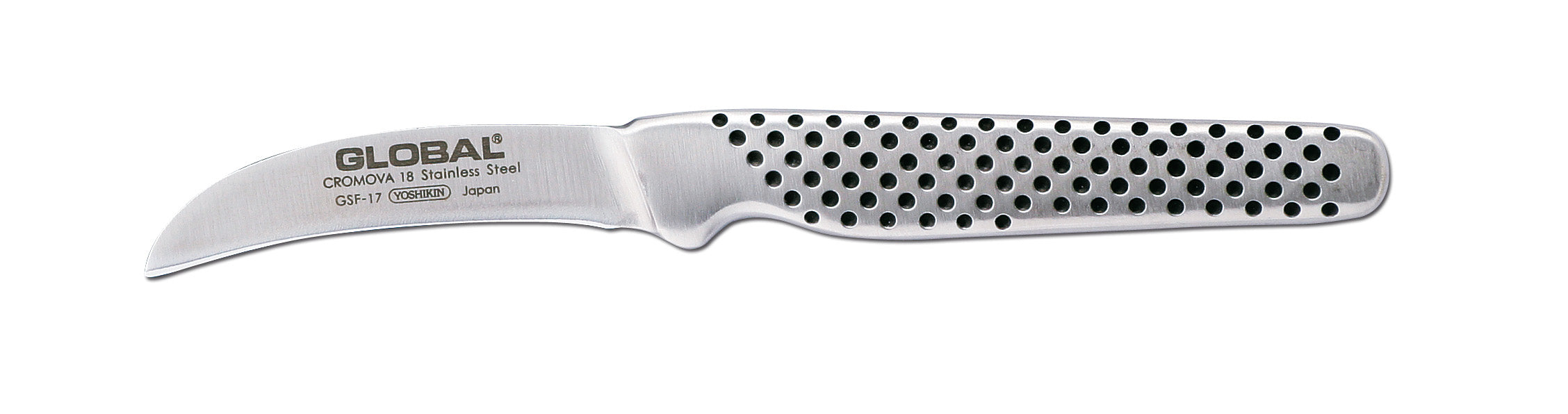 Tournierkniv 6 cm smidd från Global Classic med böjt blad i Cromova 18-stål