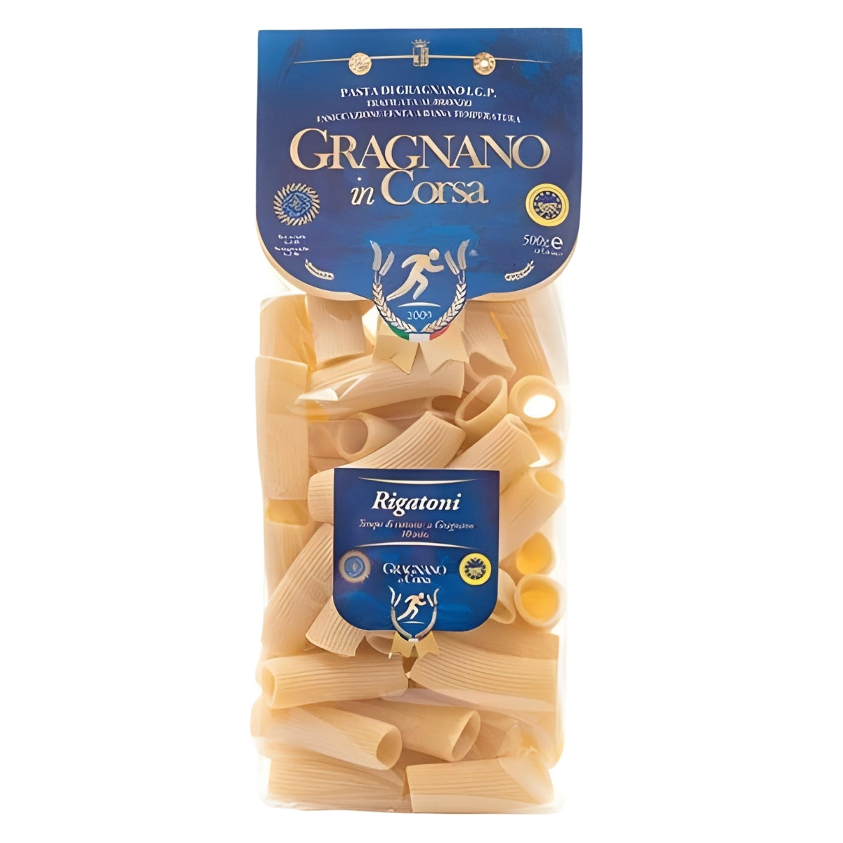 Rigatoni från Gragnano – In Corsa IGP – Bronsvalsad 500 g