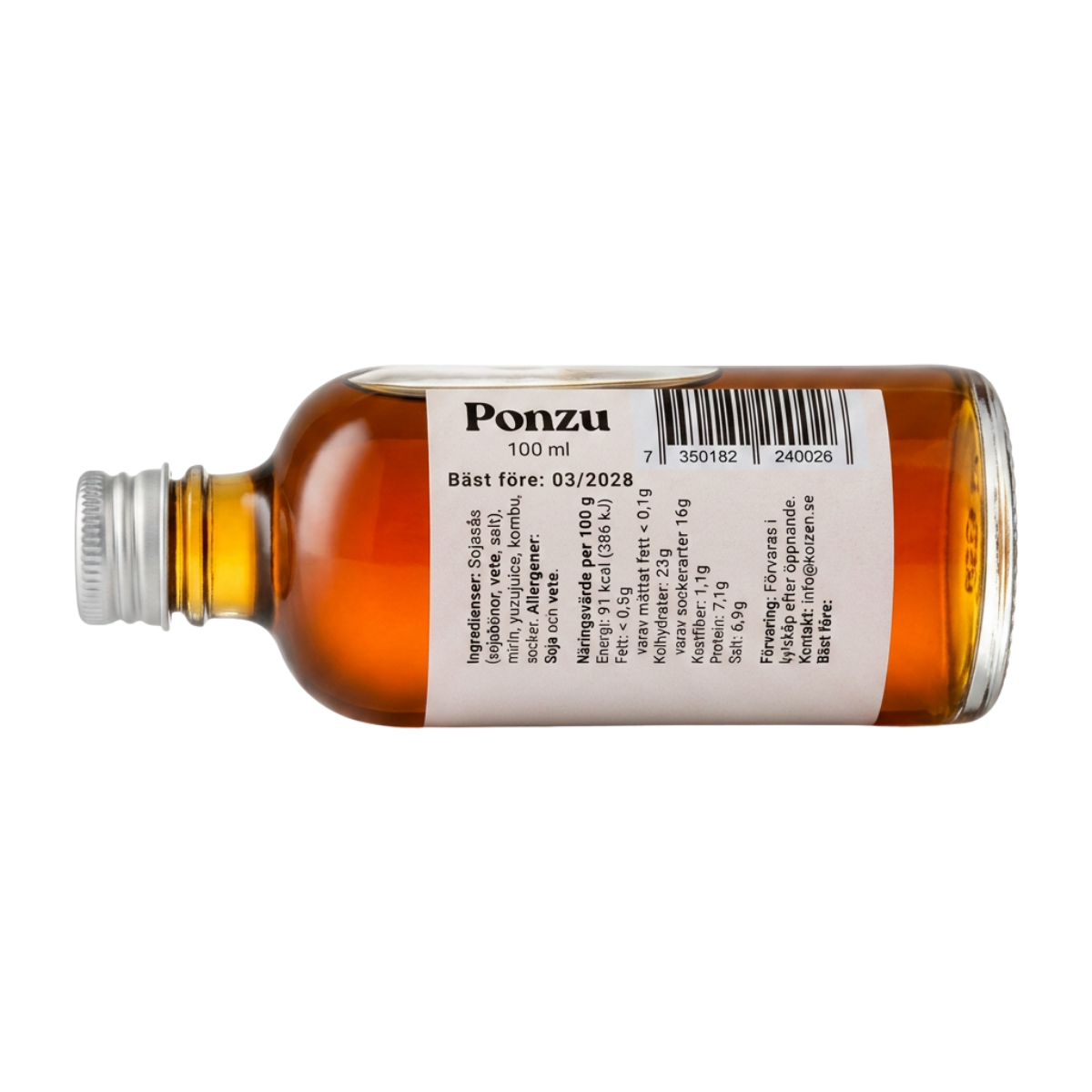 Koizen Ponzu – baksidesetikett med ingredienser och näringsvärde