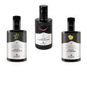 Smaksatt olivolja – paket med tre extra jungfruolivoljor: basilika, citron och chili, 250 ml var