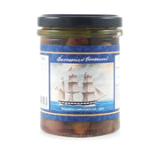 Taggiasca‑oliver (urkärnade) i olivolja – en mild, fruktig och välbalanserad olivdelikatess från Ligurien. 180 g.