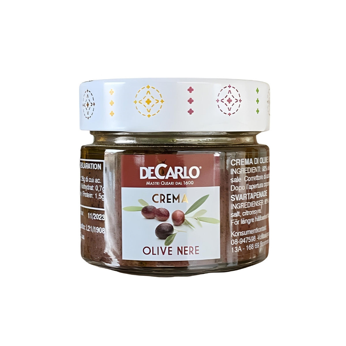 Crema di Olive Nere – Tapenade på svarta oliver från De Carlo – 130 g
