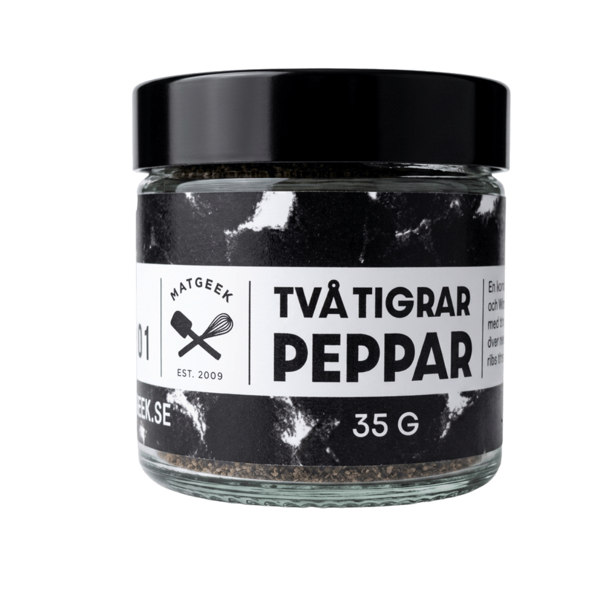 Två Tigrar hel svartpeppar 35 g – blandning av Kandy och Vinh Linh