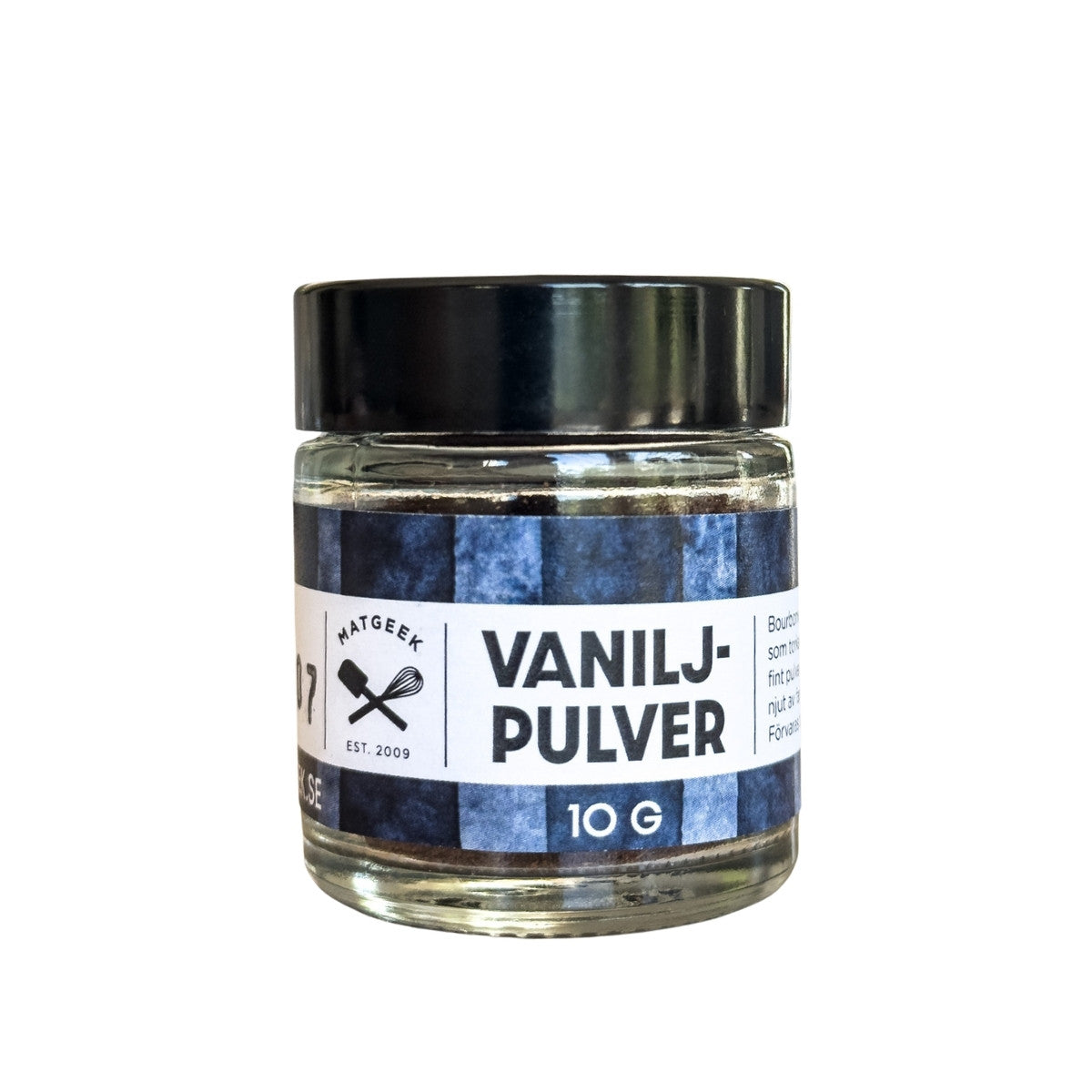 Rent bourbonvaniljpulver från Madagaskar. Inga tillsatser – bara intensiv, naturlig smak. 10 g. Matgeek