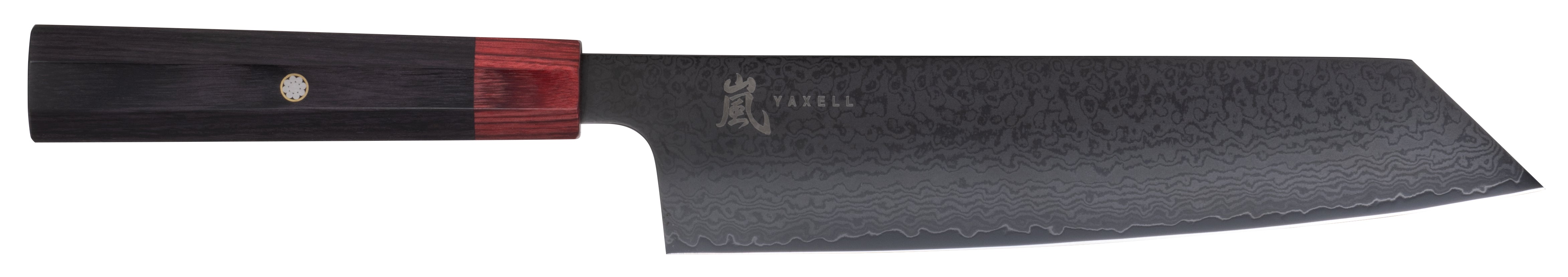 Yaxell Rei kiritsuke 20 cm med svart DLC-belagt damaskblad och vinklad spets