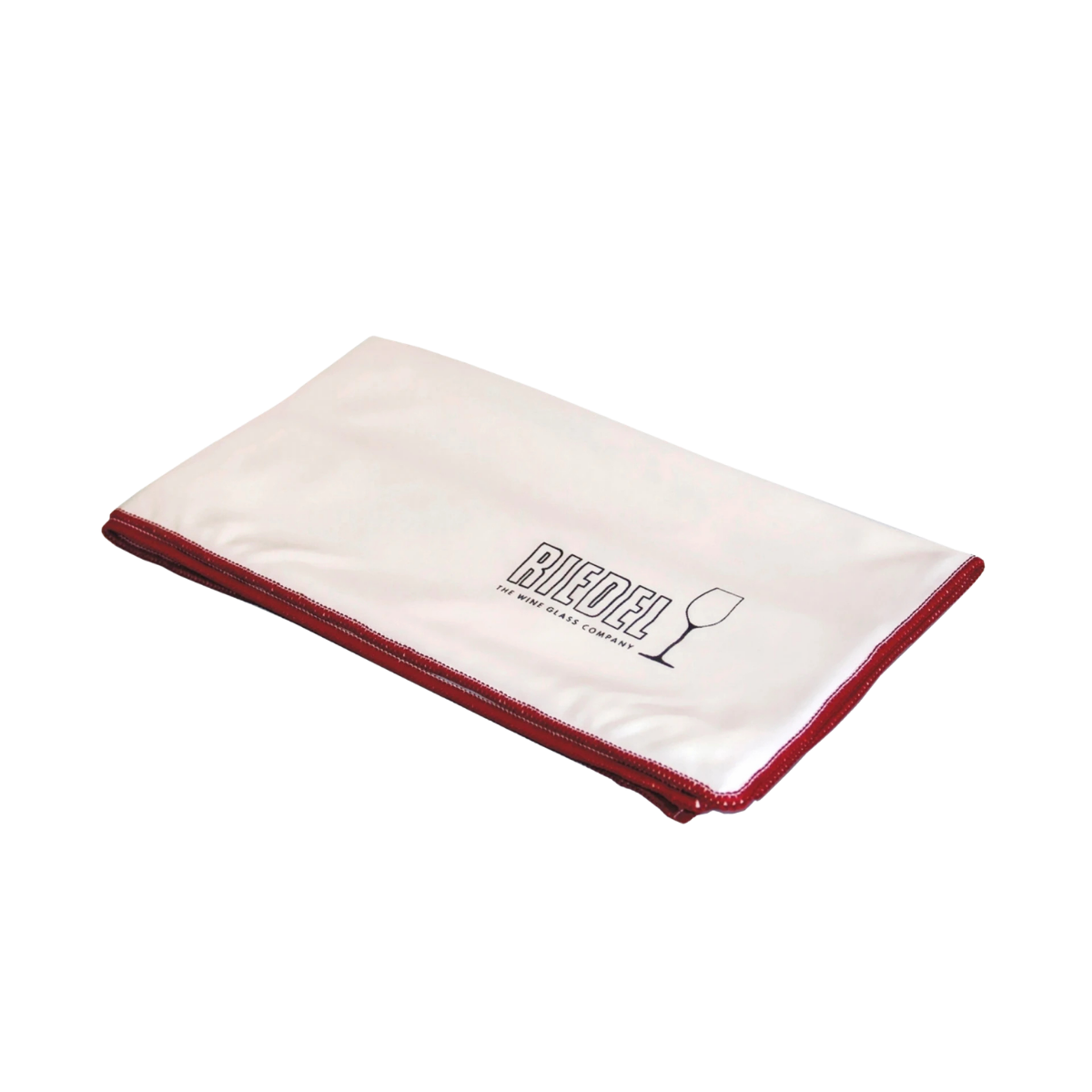 Riedel putsduk i mikrofiber 50 x 64 cm – vit med röd kant, för polering av vinglas